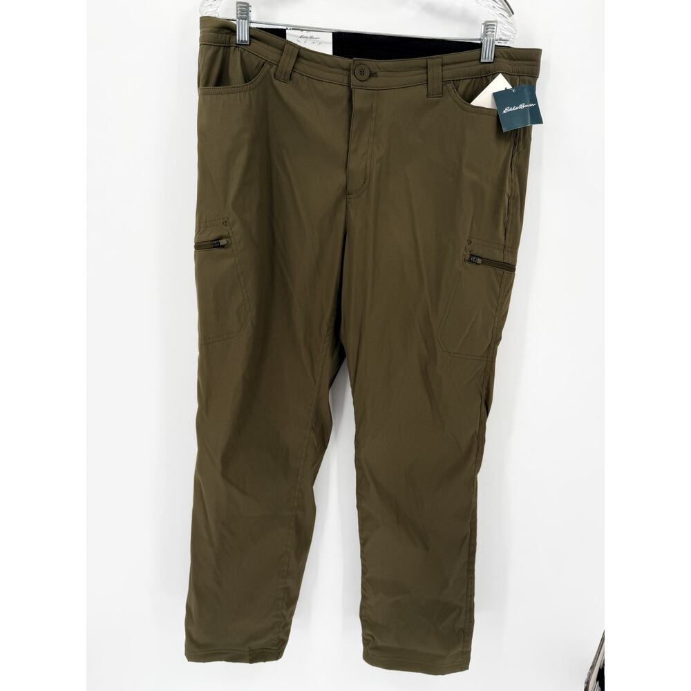 Eddie Bauer Womens Rainier Fleece Lined Cargo Hiking Pants Olive 14 NWT Gorpcore - Picture 2 of 5